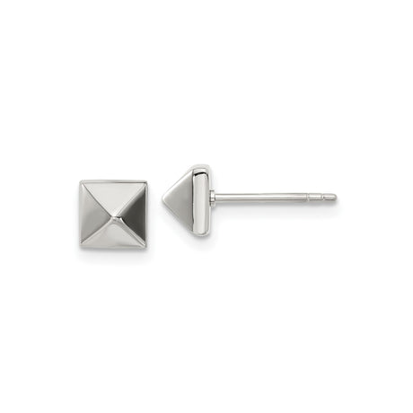 316 Stainless Steel Stud Earrings, Pyramid Square Design, Modern Rocker Style Unisex Jewelry