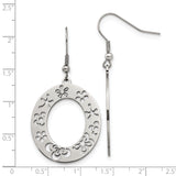 Stainless Steel Dangle Earrings with Floral Cutout Oval Hoop Design for Women