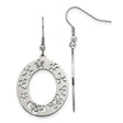 Stainless Steel Dangle Earrings with Floral Cutout Oval Hoop Design for Women