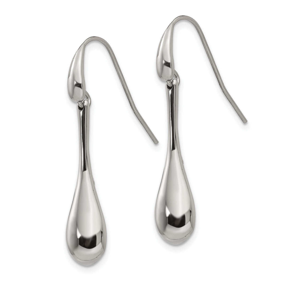 Stainless Steel Teardrop Dangle Earrings, Polished Lightweight Hook Style, Hypoallergenic Design