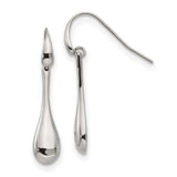 Stainless Steel Teardrop Dangle Earrings, Polished Lightweight Hook Style, Hypoallergenic Design