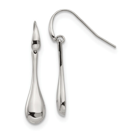 Stainless Steel Teardrop Dangle Earrings, Polished Lightweight Hook Style, Hypoallergenic Design