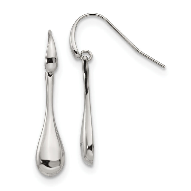Stainless Steel Teardrop Dangle Earrings, Polished Lightweight Hook Style, Hypoallergenic Design