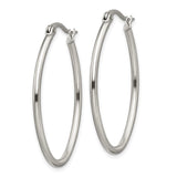 Stainless Steel Oval Hoop Earrings, Minimalist Polished Metal, Lightweight Modern Design