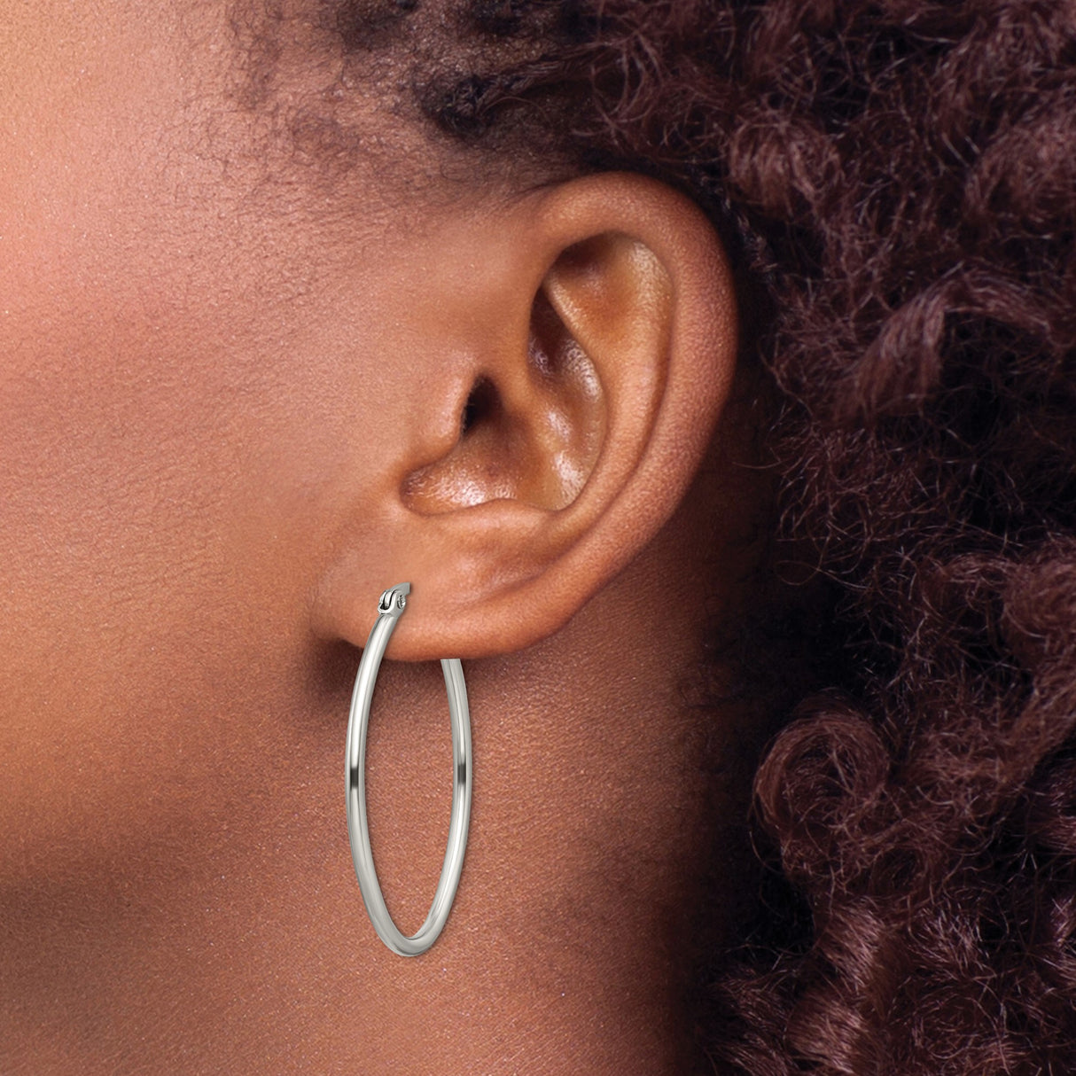 Stainless Steel Oval Hoop Earrings, Minimalist Polished Metal, Lightweight Modern Design