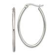 Stainless Steel Oval Hoop Earrings, Minimalist Polished Metal, Lightweight Modern Design