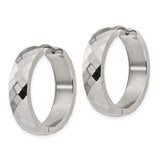 Stainless Steel Hoop Earrings with Faceted Hammered Texture, Modern Minimalist Unisex Design