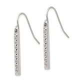 Stainless Steel Dangle Earrings with Vertical Bar Drops and Pyramid Stud Design
