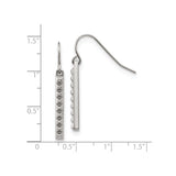 Stainless Steel Dangle Earrings with Vertical Bar Drops and Pyramid Stud Design