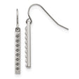 Stainless Steel Dangle Earrings with Vertical Bar Drops and Pyramid Stud Design