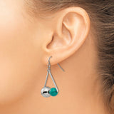 Stainless Steel Dangle Earrings with Created Turquoise, Geometric Triangle Design