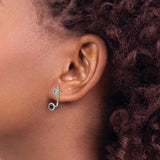 Stainless Steel Double Stud Earrings with Clear and Black Cubic Zirconia, Modern Minimalist Design