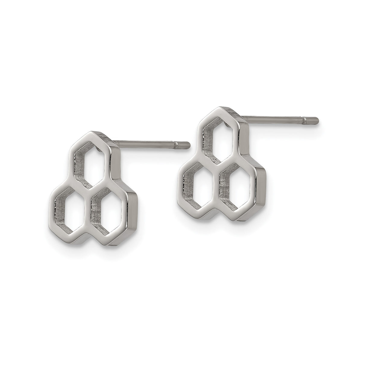 316 Stainless Steel Stud Earrings, Geometric Honeycomb Hexagon Design, Unisex Minimalist Style