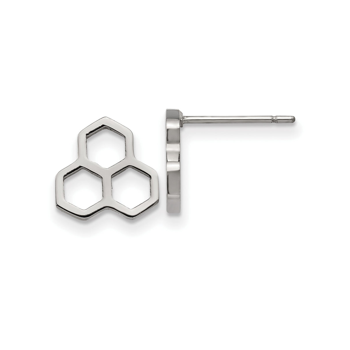 316 Stainless Steel Stud Earrings, Geometric Honeycomb Hexagon Design, Unisex Minimalist Style