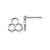 316 Stainless Steel Stud Earrings, Geometric Honeycomb Hexagon Design, Unisex Minimalist Style