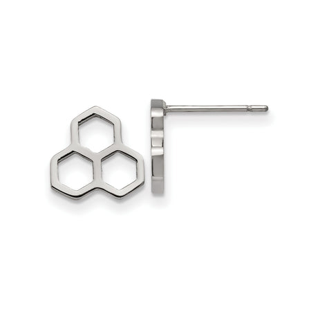 316 Stainless Steel Stud Earrings, Geometric Honeycomb Hexagon Design, Unisex Minimalist Style
