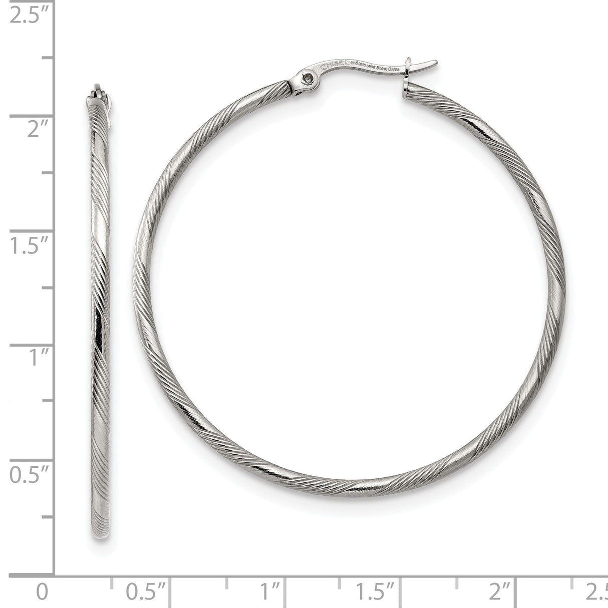 Stainless Steel Twisted Rope Hoop Earrings, Large Bold Textured Hoops for Women