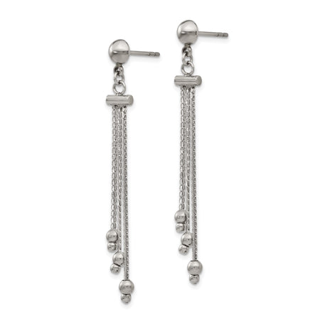 316 Stainless Steel Dangle Earrings with Multiple Chain Strands and Bead Accents