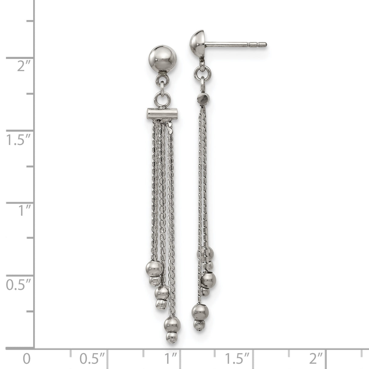 316 Stainless Steel Dangle Earrings with Multiple Chain Strands and Bead Accents