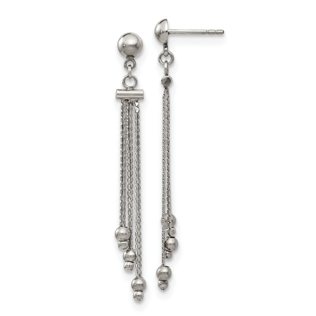 316 Stainless Steel Dangle Earrings with Multiple Chain Strands and Bead Accents