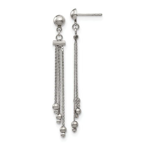 316 Stainless Steel Dangle Earrings with Multiple Chain Strands and Bead Accents