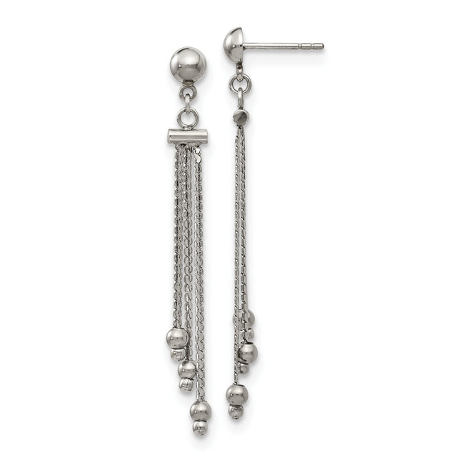 316 Stainless Steel Dangle Earrings with Multiple Chain Strands and Bead Accents