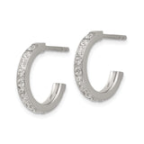 Stainless Steel Hoop Earrings with Channel-Set Cubic Zirconia, Polished Finish