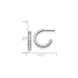 Stainless Steel Hoop Earrings with Channel-Set Cubic Zirconia, Polished Finish