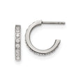 Stainless Steel Hoop Earrings with Channel-Set Cubic Zirconia, Polished Finish