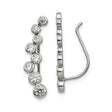 Stainless Steel Ear Climber Earrings with Cubic Zirconia, Bezel Set, Modern Minimalist Design