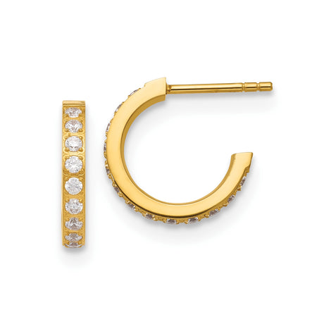 316 Stainless Steel Hoop Earrings with Cubic Zirconia, Polished Minimalist Design for Women
