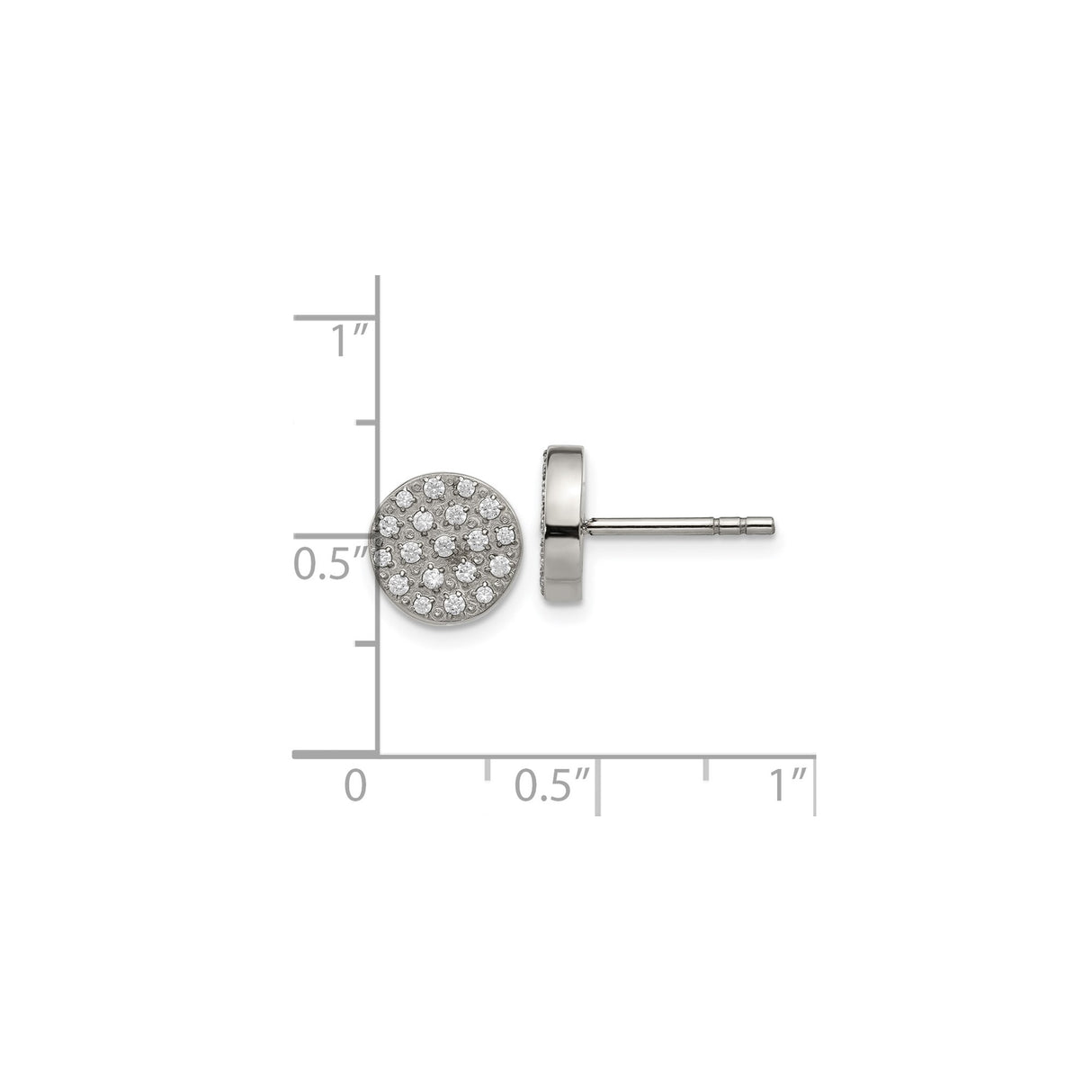 Stainless Steel Round CZ Stud Earrings With Pave Cluster