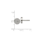Stainless Steel Round CZ Stud Earrings With Pave Cluster