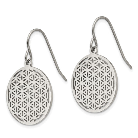 Stainless Steel Dangle Earrings with Laser-Cut Flower of Life Design, Boho Spiritual Jewelry for Women