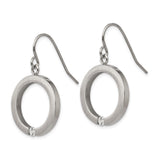 Stainless Steel Dangle Earrings with Open Circle and Round Clear Crystal Accent