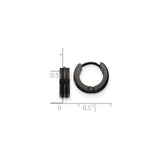 316 Stainless Steel Hoop Earrings with Grooved Stripe Design, Matte Black Huggie Style for Men