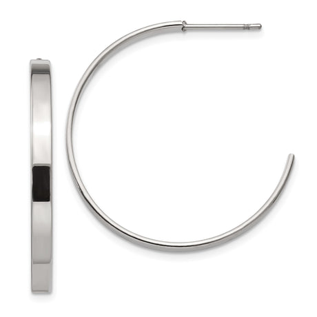 Stainless Steel Hoop Earrings, Minimalist Round High Polish Medium-Size Hoops for Women