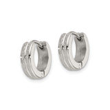 Stainless Steel Hoop Earrings with Dual Textured Stripe and Matte Polished Finish