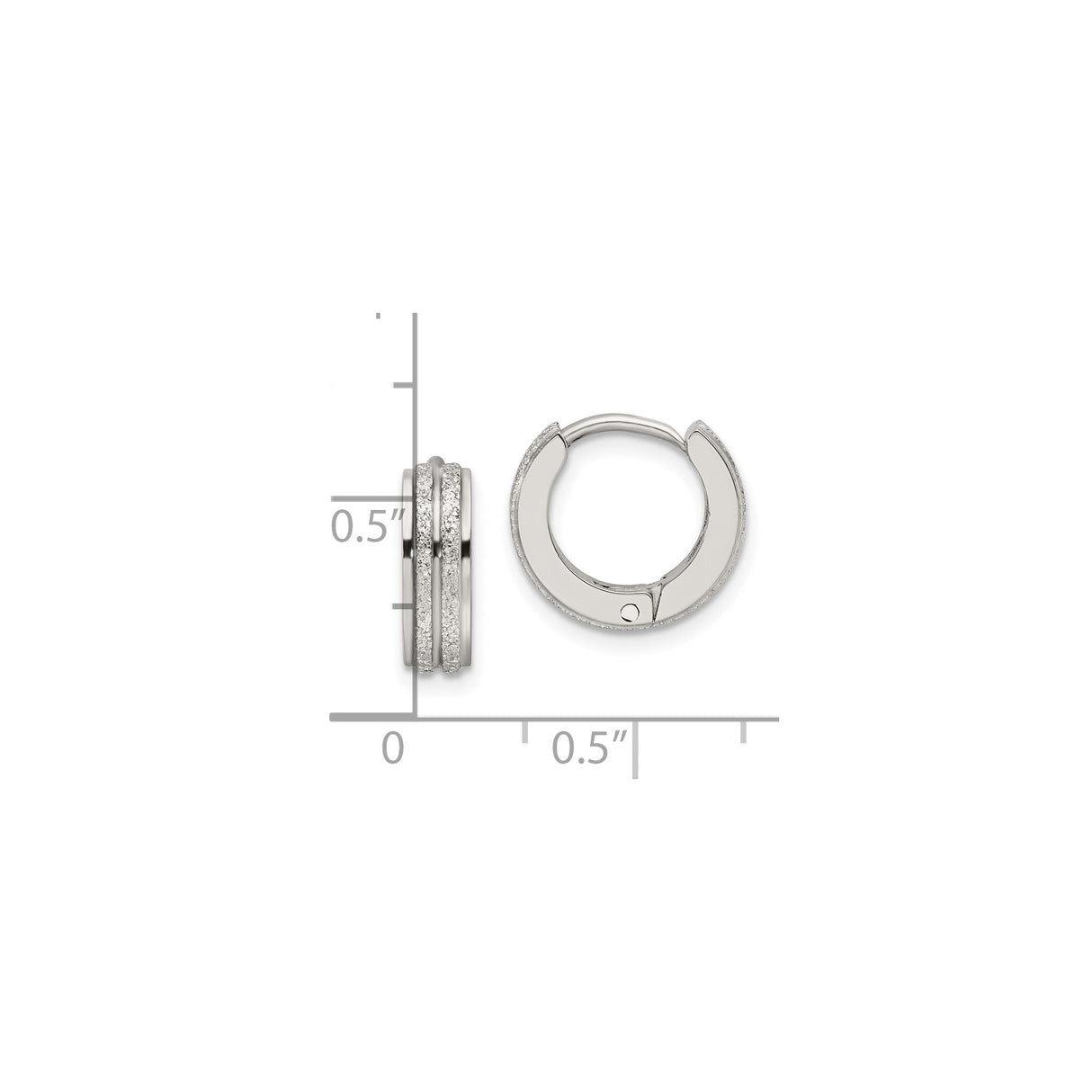 Stainless Steel Hoop Earrings with Dual Textured Stripe and Matte Polished Finish