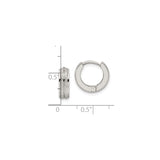 Stainless Steel Hoop Earrings with Dual Textured Stripe and Matte Polished Finish