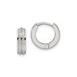 Stainless Steel Hoop Earrings with Dual Textured Stripe and Matte Polished Finish