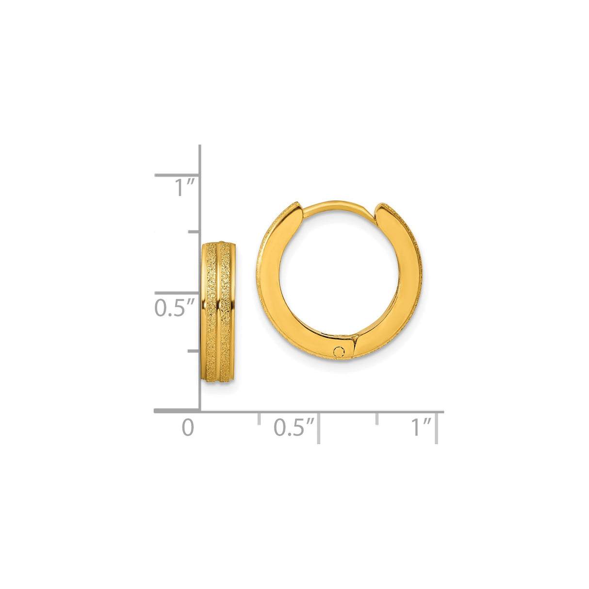 316 Stainless Steel Hoop Earrings with Textured Band and Polished Edges, Unisex Minimalist Design