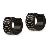 Stainless Steel Huggie Hoop Earrings, Black Arc Design, Sleek Minimalist Unisex Style