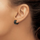 Stainless Steel Huggie Hoop Earrings, Black Arc Design, Sleek Minimalist Unisex Style