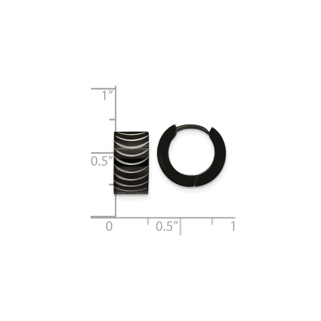 Stainless Steel Huggie Hoop Earrings, Black Arc Design, Sleek Minimalist Unisex Style