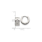 316 Stainless Steel Hoop Earrings with Cubic Zirconia Christian Cross Design
