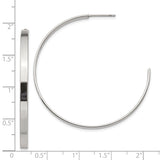 Stainless Steel Hoop Earrings, 44mm Round Polished Minimalist Design for Women