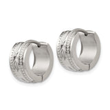 316 Stainless Steel Huggie Hoop Earrings with Geometric Pattern and Hinged Closure