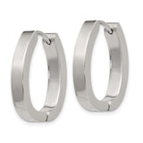 316 Stainless Steel Hoop Earrings, Polished Oval Hinged Design, Minimalist Unisex Style
