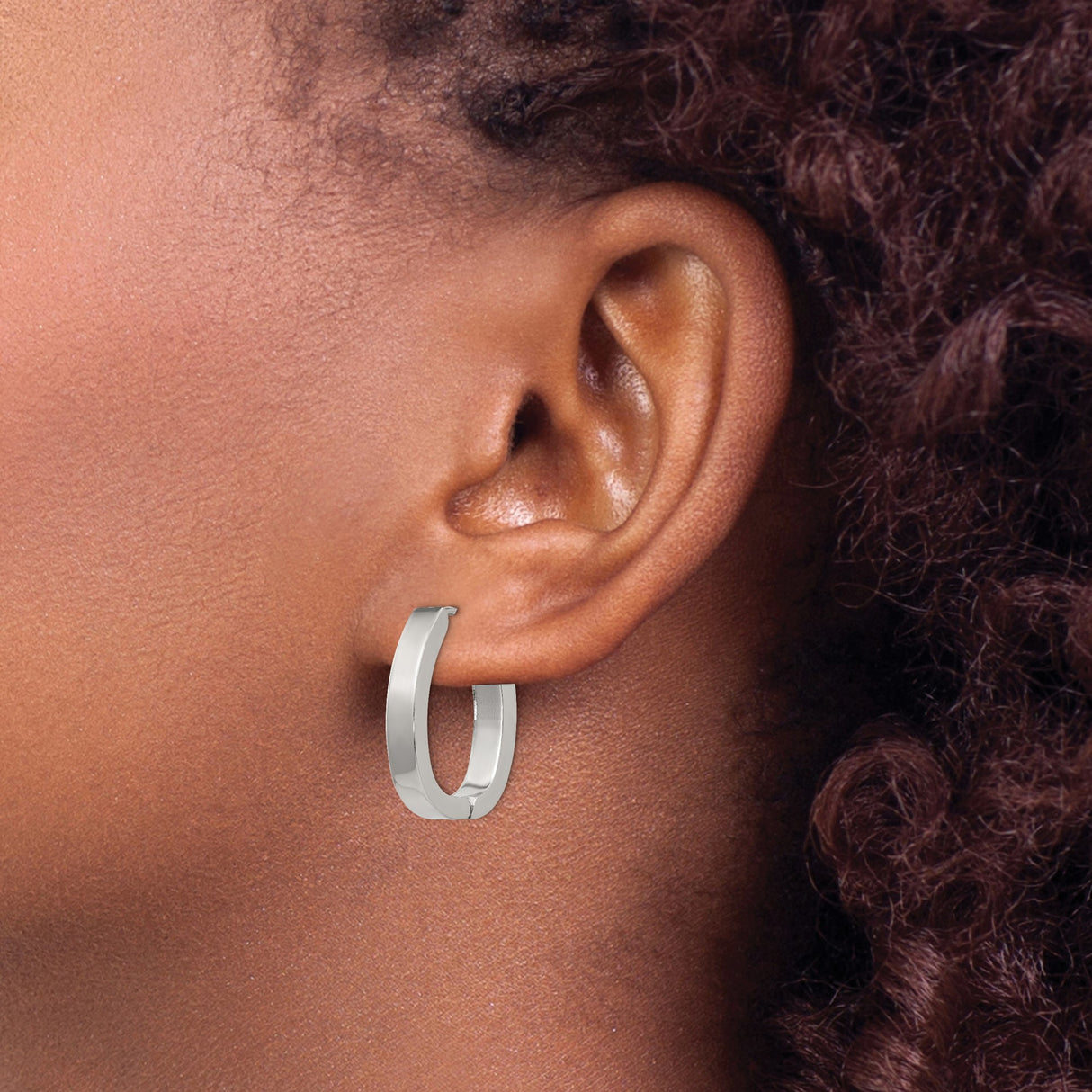 316 Stainless Steel Hoop Earrings, Polished Oval Hinged Design, Minimalist Unisex Style